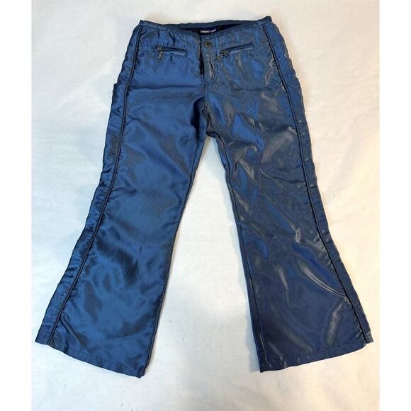 Vintage Limited Two Steel Blue Metallic Wide Leg Pants Y2K 90s - Girls Size 6 - Picture 1 of 7